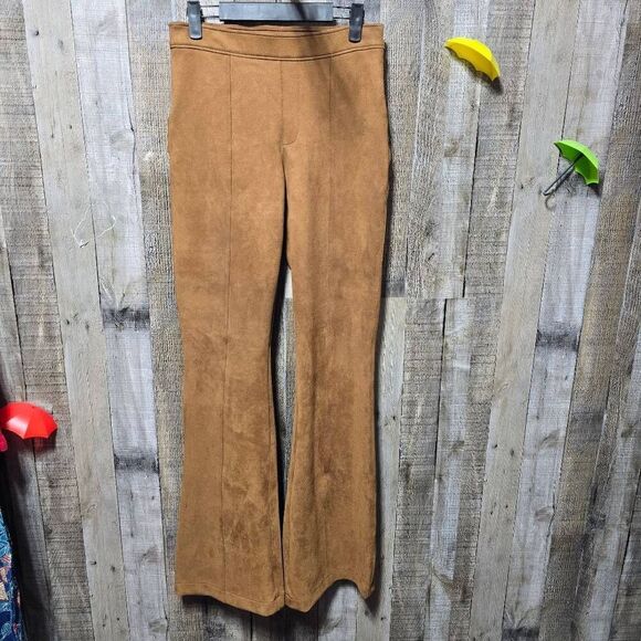 Spanx Rich Caramel Faux Suede Flare Pants - Picture 2 of 5